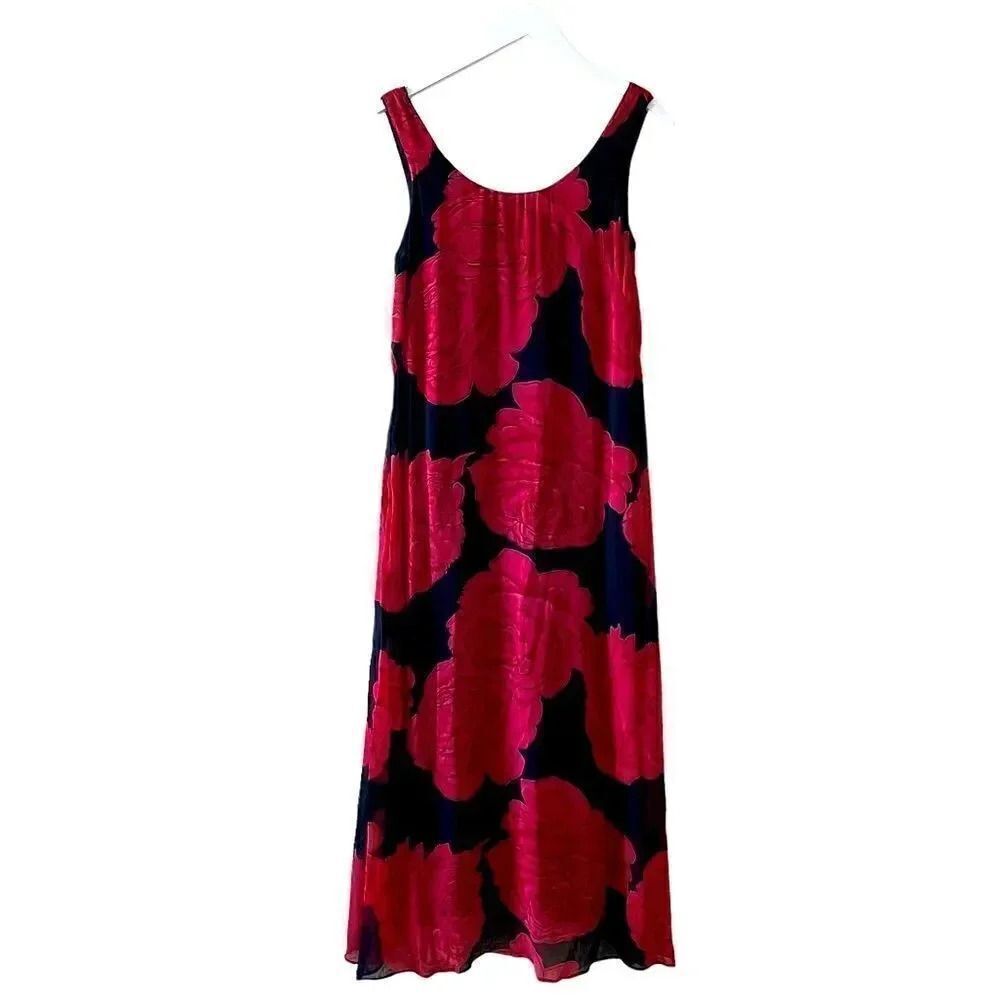Nostalgia Floral Red and Black Bohemian Maxi Flowy Lined SZ M